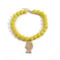 Collar de cuentas amarillas con bonito colgante de pez dorado, joyería de moda para mujer. - Estilo Pez en Relieve / Amarillo