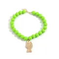 Collar de cuentas verdes de moda con colgante de pez dorado, gargantilla elegante para mujer. - Estilo Pez en Relieve / Verde