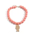 Collar de cuentas rosas con colgante de pez dorado bonita cadena de clavícula joyas - Estilo Pez en Relieve / Rosa Claro