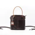 Dark Brown Leather Bucket Bag Retro Casual Crossbody Handbag with Top Handle for Women - Deep Brown