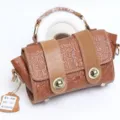 Retro embossed genuine leather handbag women shoulder crossbody bag brown style variant A12 - A12