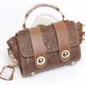 Genuine leather embossed vintage women crossbody shoulder handbag top layer cowhide bag - A15
