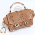 Vintage embossed genuine leather handbag for women, stylish casual shoulder crossbody bag. - A11