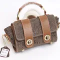 Vintage genuine leather embossed handbag, stylish ladies shoulder bag, color A5 style. - A5