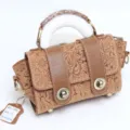 Vintage genuine leather embossed handbag, stylish retro shoulder cross body bag for women. - A1