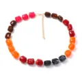 Bunte geometrische Perlen-Choker-Halskette mit verstellbarer Metallkette für Damenmode. - Rot Orange Gemischt (Stil 3)