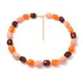 Farbenfrohe geometrische Harz Perlen kurze Halskette Mode Statement Kragenkette Schmuck - Braun Rosa Orange Gespleißt (Stil 8)