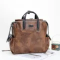 Vintage brown multi-functional men's backpack business laptop bag with dual handles. - Retro Brown