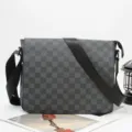Sac messenger pour homme a carreaux gris noir sac a bandouliere decontracte style mode. - Noir