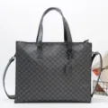 Men's fashion grid business casual handbag, versatile shoulder messenger briefcase bag for daily use. - New Plaid