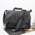 Men's Black Woven Messenger Bag Casual Large Capacity Crossbody Bag Fashion Handbag - Woven Black
