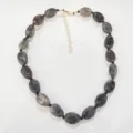 Collar de cuentas irregulares bohemio gris nubes color mixto joyería hecha a mano - Gris Transparente