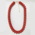 Bohemian red plastic flat bead necklace with gold extension chain variant for women - Red