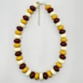 Bohemian chunky geometric flat bead necklace handmade multi-color statement jewelry for women - Multicolor