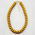 Bohemian yellow flat bead necklace, stylish geometric resin beaded jewelry for daily wear. - Yellow