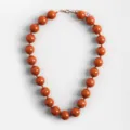 Bohemian chunky acrylic round bead statement necklace for women, stylish holiday jewelry gift. - Dark Orange