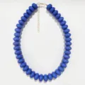 Bohemian chunky blue flat bead statement necklace for women, stylish daily fashion jewelry - Blue
