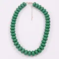 Boho green plastic bead statement necklace for women, stylish daily wear fashion jewelry. - Green