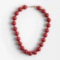 Oversized Red Acrylic Bead Statement Necklace for Women Boho Fashion Daily Party Jewelry - Red