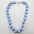 Light blue round acrylic bead necklace variant, stylish statement jewelry for women daily wear. - Light Blue