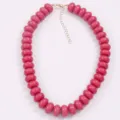Pink geometric flat bead statement necklace for women, bohemian style fashion jewelry gift. - Rose Red