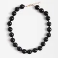 Fashionable bohemian style black round bead statement necklace for women daily wear - Black