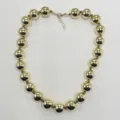 Gold Large Round Bead Statement Necklace Adjustable Boho Chunky Choker Jewelry for Women - Gold Yellow