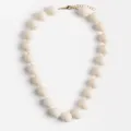 Chic Bohemian round acrylic beaded necklace for women, stylish statement jewelry accessory. - Ivory