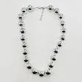 Silver ball statement necklace for women chunky round beaded fashion daily wear jewelry - Silver