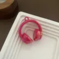 Pink iridescent headphone acrylic charm pendant DIY handmade jewelry accessory keychain - Rose Red