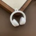 White iridescent acrylic headphone pendant charm for DIY jewelry keychain phone strap making - White
