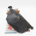 Men's fashion casual chest bag PU leather crossbody bag large capacity waist pack - Black