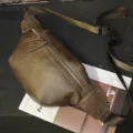 Men PU Leather Chest Bag Vintage Casual Crossbody Waist Bag Adjustable Strap Daily Sling - Brown