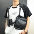 Tactical chest bag functional multi-pocket streetwear wearable harness vest backpack for men - Black