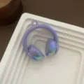 Iridescent Purple Headphone Charm Pendant Acrylic DIY Phone Keychain Bag Hanging Accessory - Light Blue