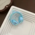 Blue iridescent acrylic headphone charm pendant for DIY keychain jewelry making accessories. - Azure