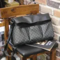 Sac messenger noir élégant pour hommes bandoulière décontracté en cuir PU rétro sac - Nouveau Carreau