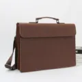 Vintage brown leather briefcase for men, stylish business shoulder and messenger bag. - Retro Brown