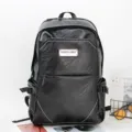 Stylish business casual men's waterproof travel backpack with large capacity for laptop and school. - Black