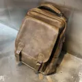 Vintage brown PU leather backpack for men, large capacity outdoor casual daily daypack. - Brown