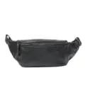 Men Black Leather Fanny Pack Casual Chest Bag Waterproof Crossbody Waist Bag Outdoor - 5 Inch / Black