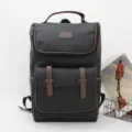 Men's Casual Black Leather Backpack Large Capacity Fashionable School Bag for Travel Daily Use - Black Coffee