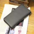 Men's long wallet zipper clutch fashion casual card holder phone purse stylish black design - Crazy Horse Grey