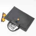 Slim 13-inch laptop bag briefcase leather document sleeve business portable tablet holder - Black