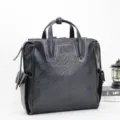 Stylish black multifunctional backpack with white stitching, large capacity for daily use. - Black