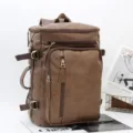 Vintage multi-functional men backpack shoulder bag casual travel outdoor rucksack - Brown