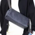 Stylish men cylindrical crossbody bag grey retro shoulder bag casual street wear chest bag - Matte Dark Gray