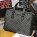Men business briefcase casual handbag stylish laptop bag work document holder grey. - New Plaid