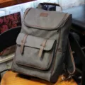 Vintage grey canvas backpack for men and women, large capacity travel and business computer bag. - Dark Gray