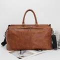 Sac de voyage vintage pour homme grande capacité PU cuir sac à bandoulière fourre-tout - Brun Vintage
